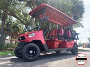 Red Bintelli Beyond 6 Passenger Golf Cart port saint lucie golf cart rental, golf cart rentals